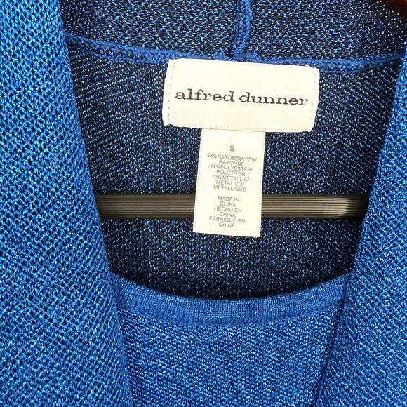 NEW NWT Alfred Dunner Sz Small Sparkly Metallic Blue Christmas Blouse Shirt Top - Picture 3 of 7